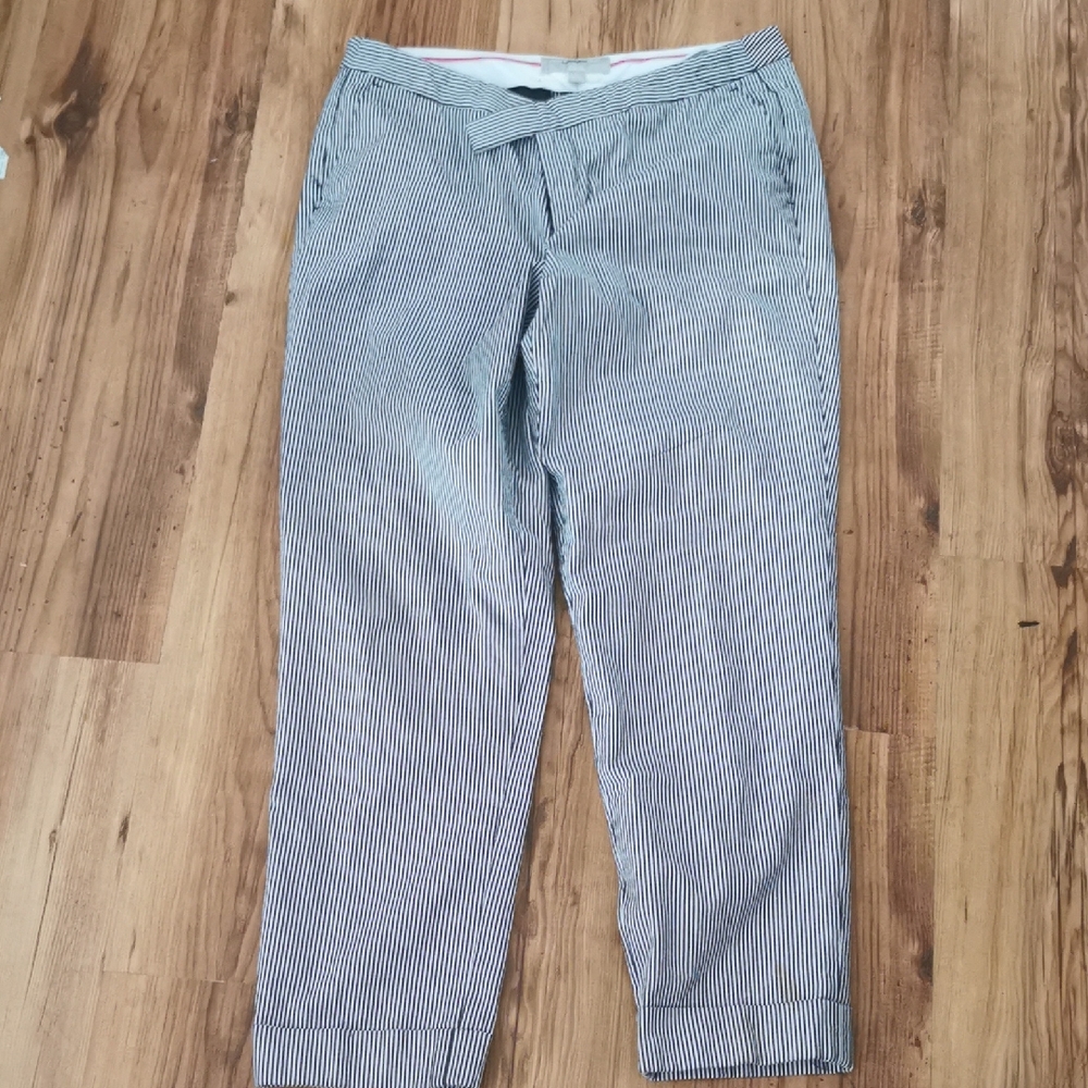Banana Republic Navy Striped‎ Cropped Pants